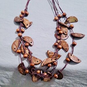 Elegant Brown Beaded Coconut Necklace